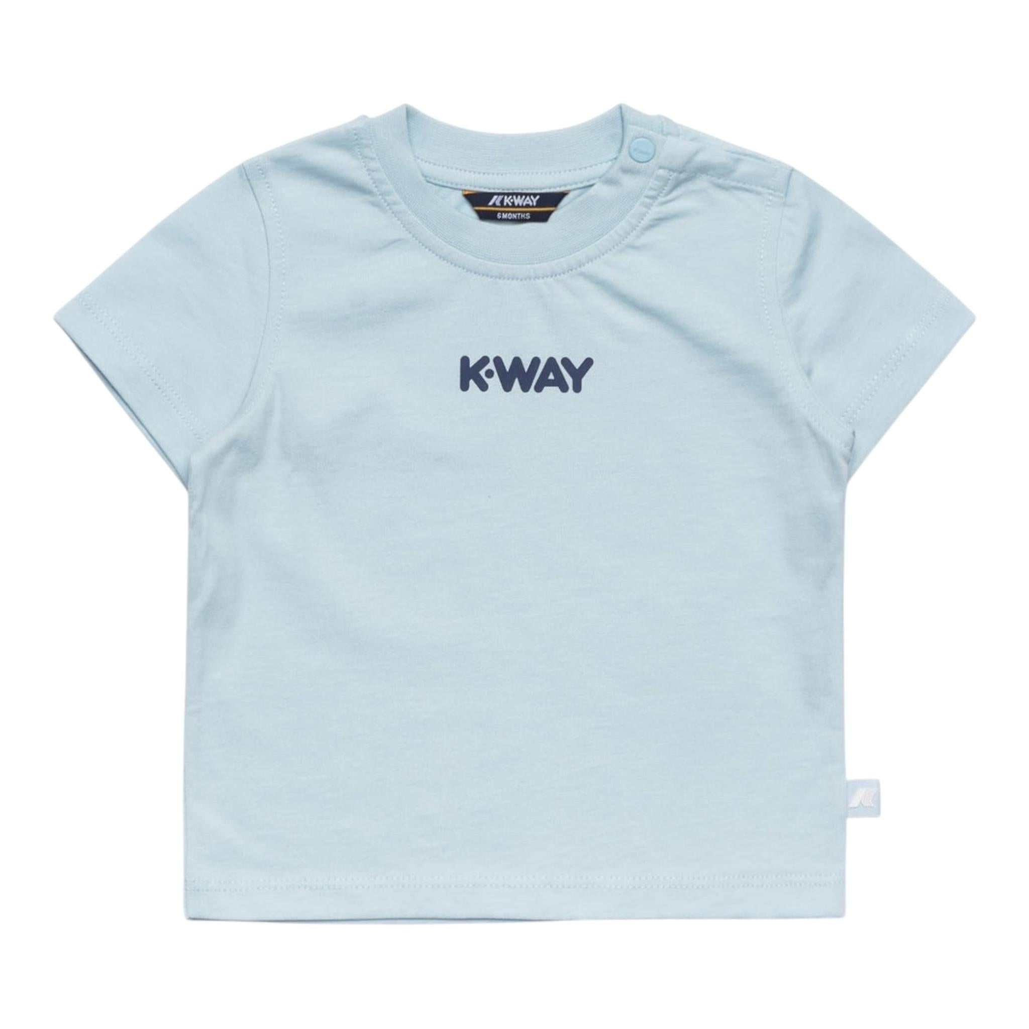 K-Way T-Shirt Girocollo Tinta Unita con Logo per Neonato K11613WXX AZZURRO K-WAY 