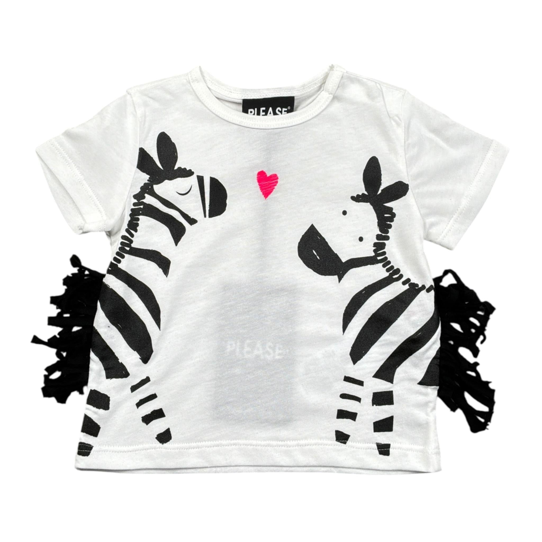 Please T-Shirt Girocollo tinta unita con Stampa Bianco per Neonata MBF4030G20 BIANCO PLEASE 