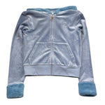 Juicy Couture Felpa Tinta Unita con Zip E Cappuccio per Bambina JBX6630 AZZURRO JUICY COUTURE 