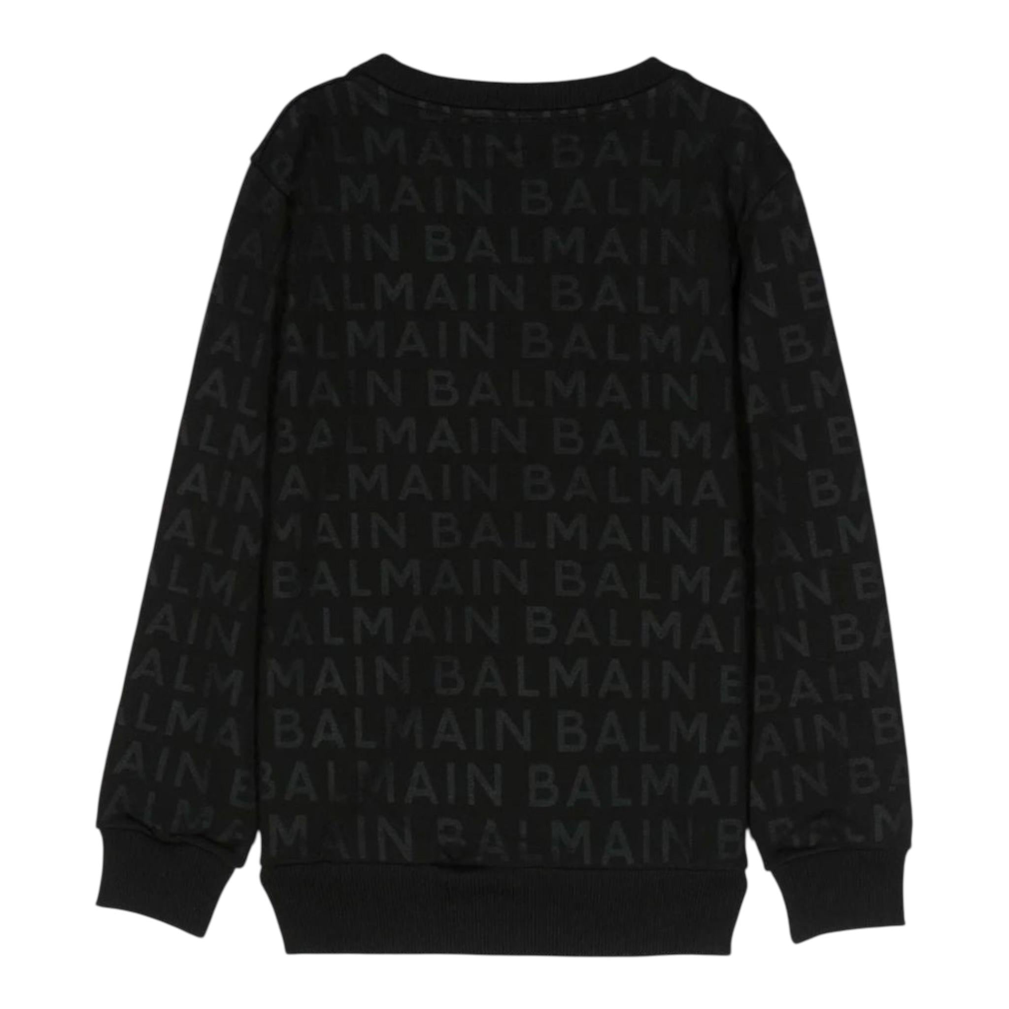 BALMAIN felpa chiusa girocollo tinta unita cn logo Nero per Bambino BT4P90 NERO BALMAIN 
