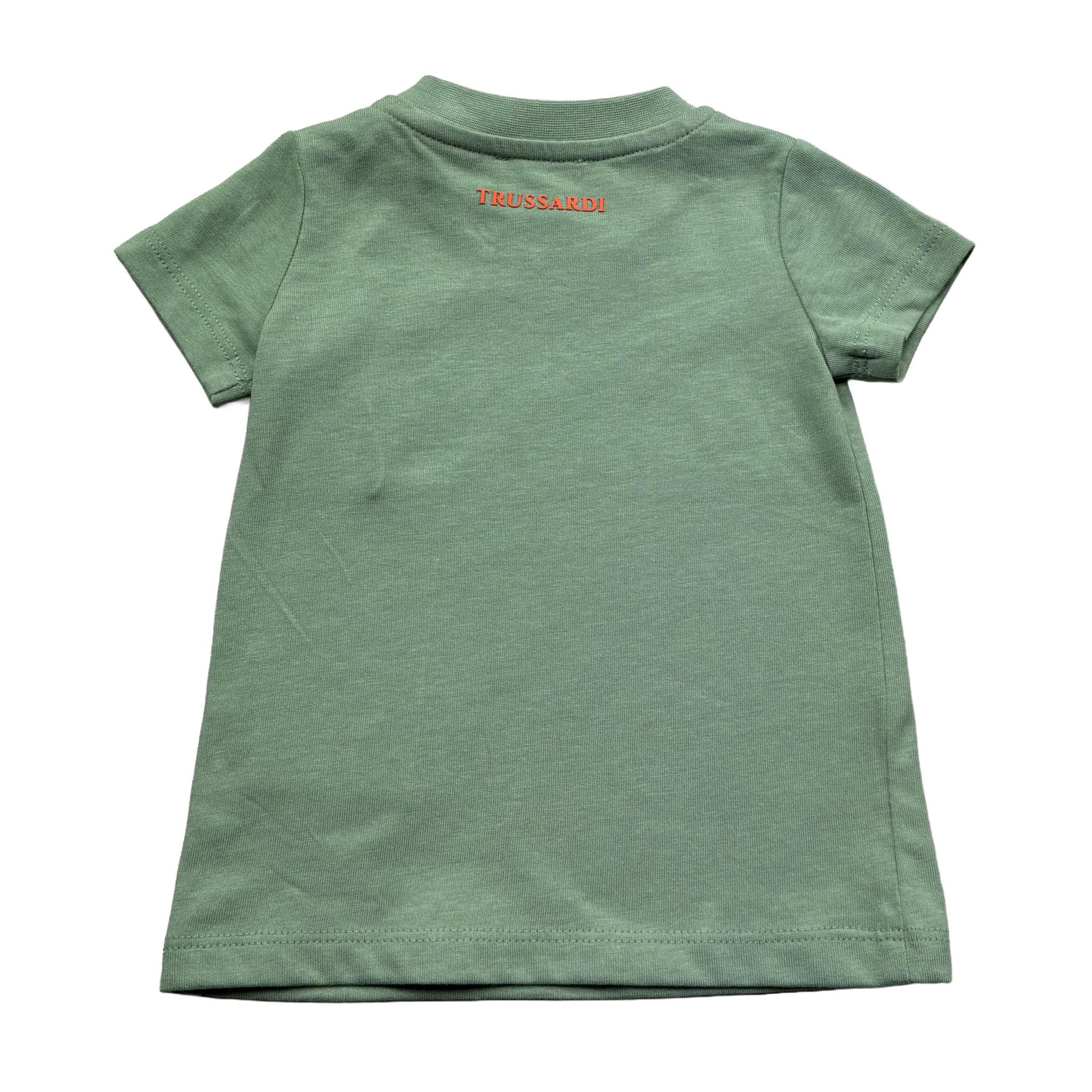 Trussardi T-Shirt Girocollo Tinta Unita con Logo per Neonato TIP26049TS VERDE TRUSSARDI 