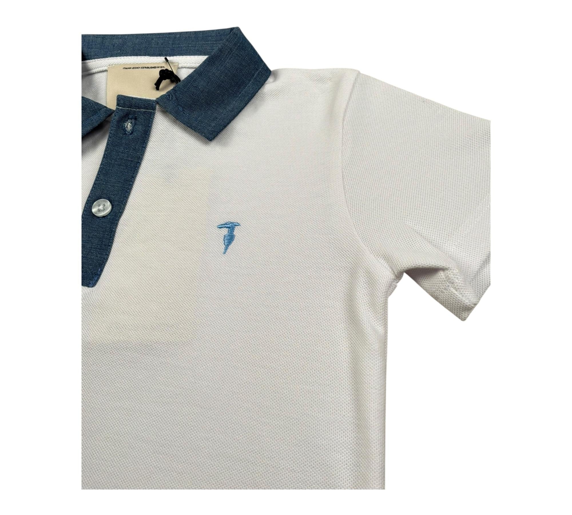 Trussardi Polo Mezza Manica Tinta Unita con Colletto In Contrasto per Bambino TBP26037PO BIANCO TRUSSARDI 