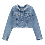 Abel & Lula Giubbino In Denim Tinta Unita con Ricami per Bambina 5369X AZZURRO ABEL & LULA 