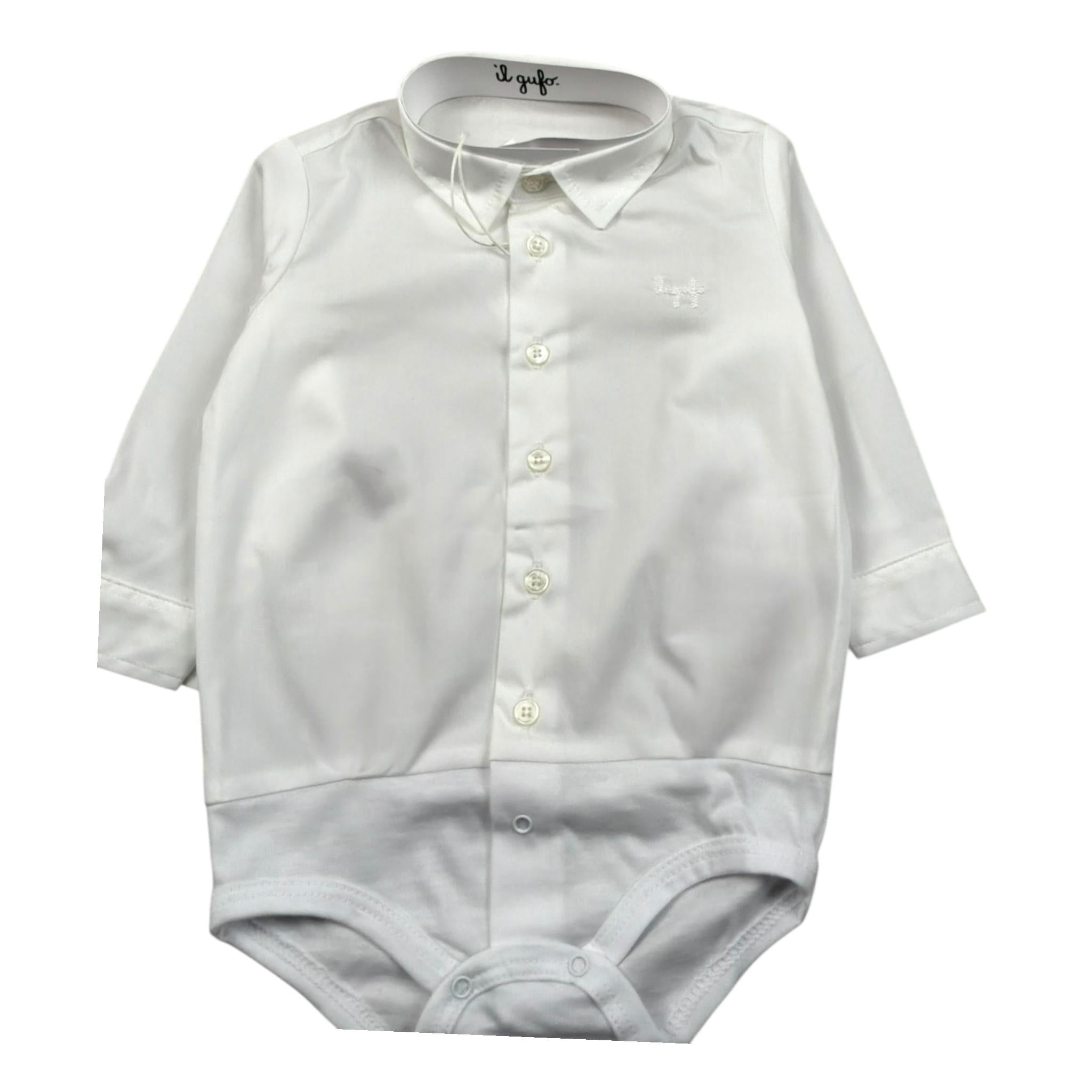Il Gufo Camicia Body Manica Lunga Tinta Unita per Neonato P25MB036C0066 BIANCO IL GUFO 