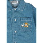 Moschino Camicia In Denim Tinta Unita Mezza Manica per Neonato MUC01FX BLU MOSCHINO 