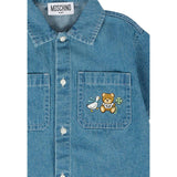 Moschino Camicia In Denim Tinta Unita Mezza Manica per Neonato MUC01FX BLU MOSCHINO 