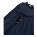 Le Bebe Abito Manica Lunga Tinta Unita con Tulle per Bambina LBG1122J BLU LE BEBE 