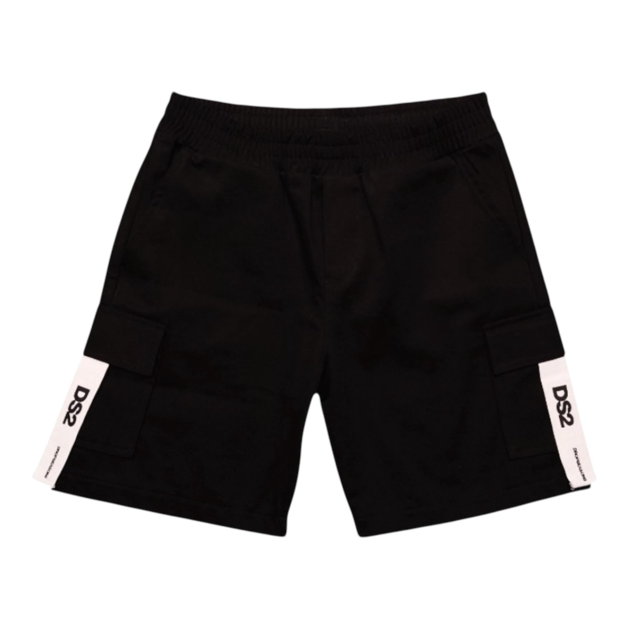 Dropseason2 Bermuda Tinta Unita con Stampa per Bambino K049 NERO DROPSEASON2 