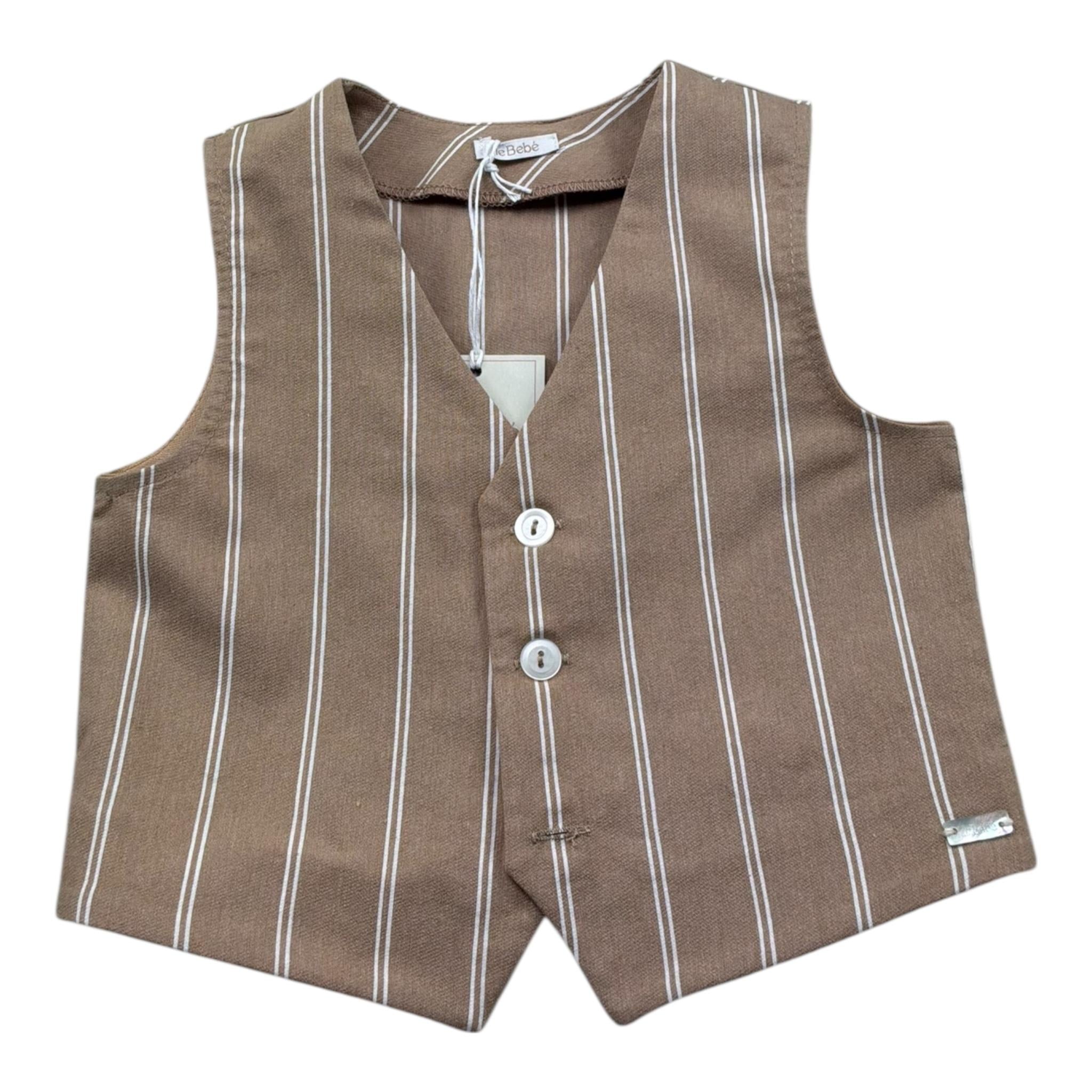 Le Bebe' Gilet Tinta Unita Fantasia A Righe per Neonato LBB5394 MARRONE LE BEBE' 