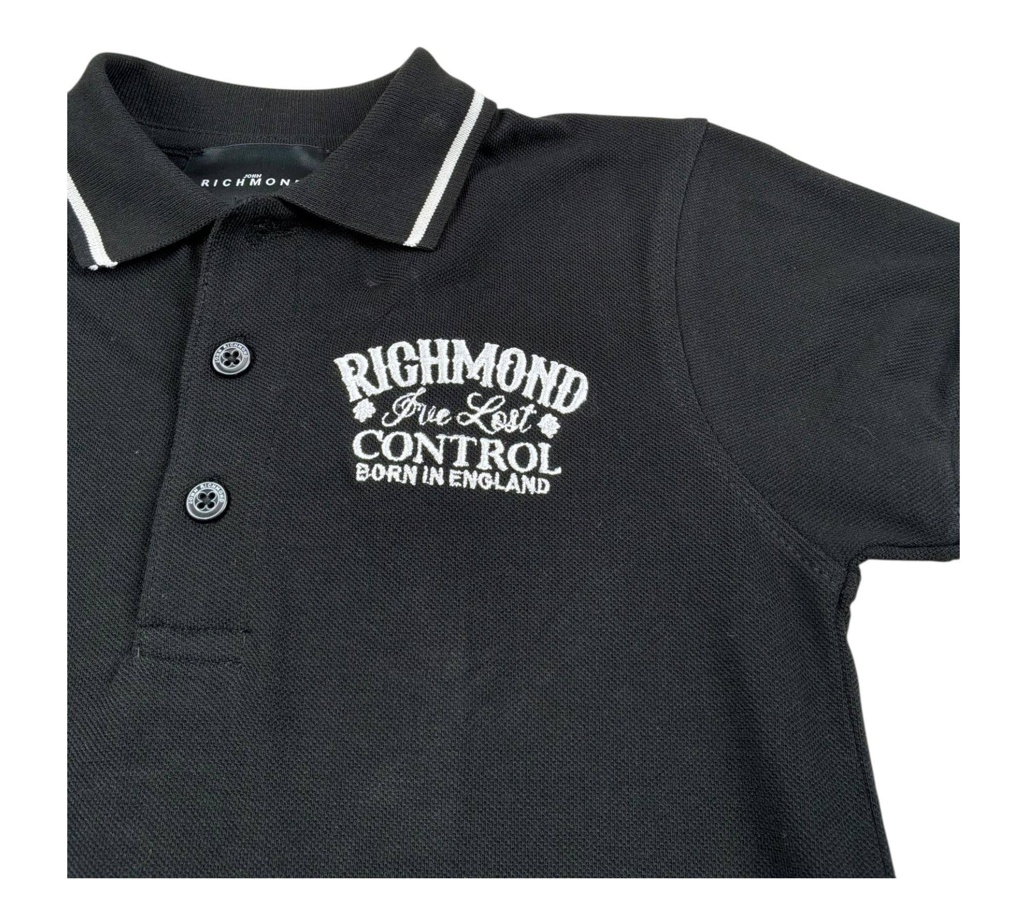 John Richmond Polo Mezza Manica Tinta Unita con Logo per Bambino RBP26106PO NERO JOHN RICHMOND 