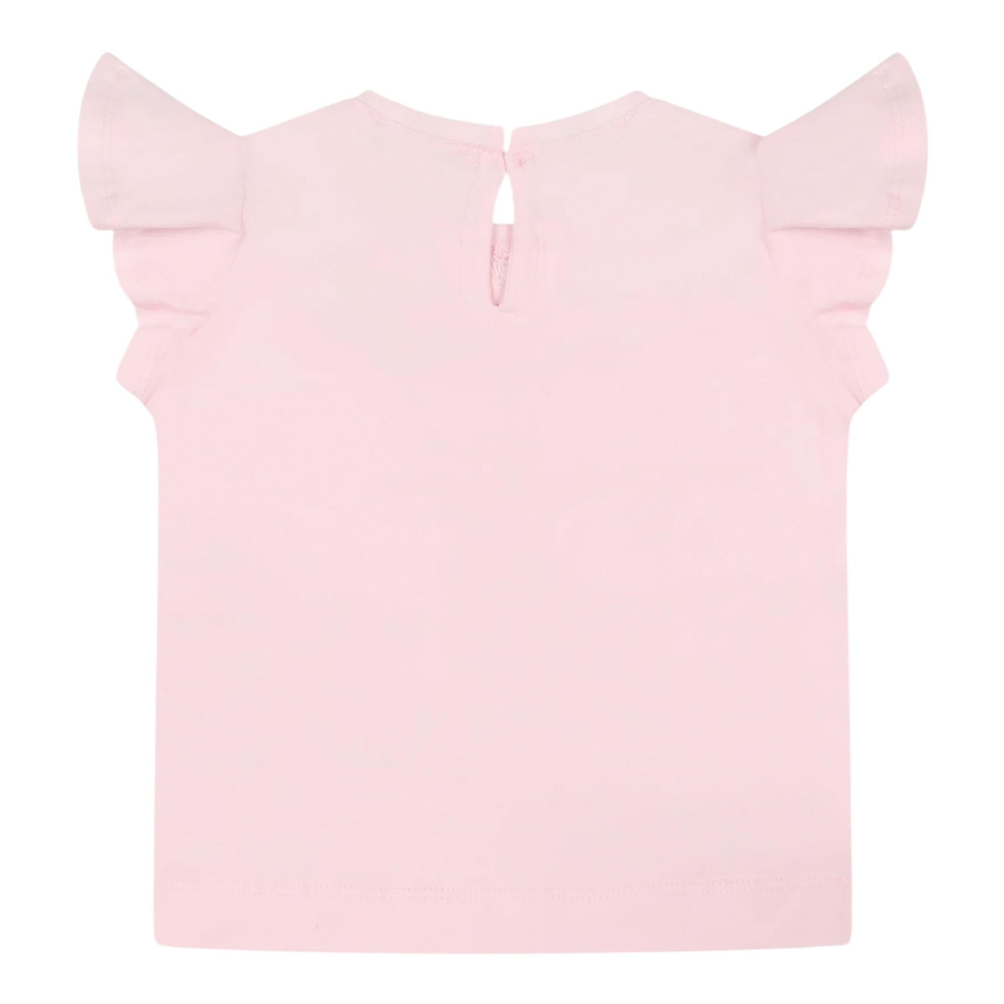 Monnalisa T-Shirt Girocollo Tinta Unita con Applicazioni per Neonata 31E613 ROSA MONNALISA 