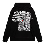 Dsquared2 Felpa Chiusa con Cappuccio Tinta Unita con Logo per Bambino DQ2802 NERO DSQUARED2 