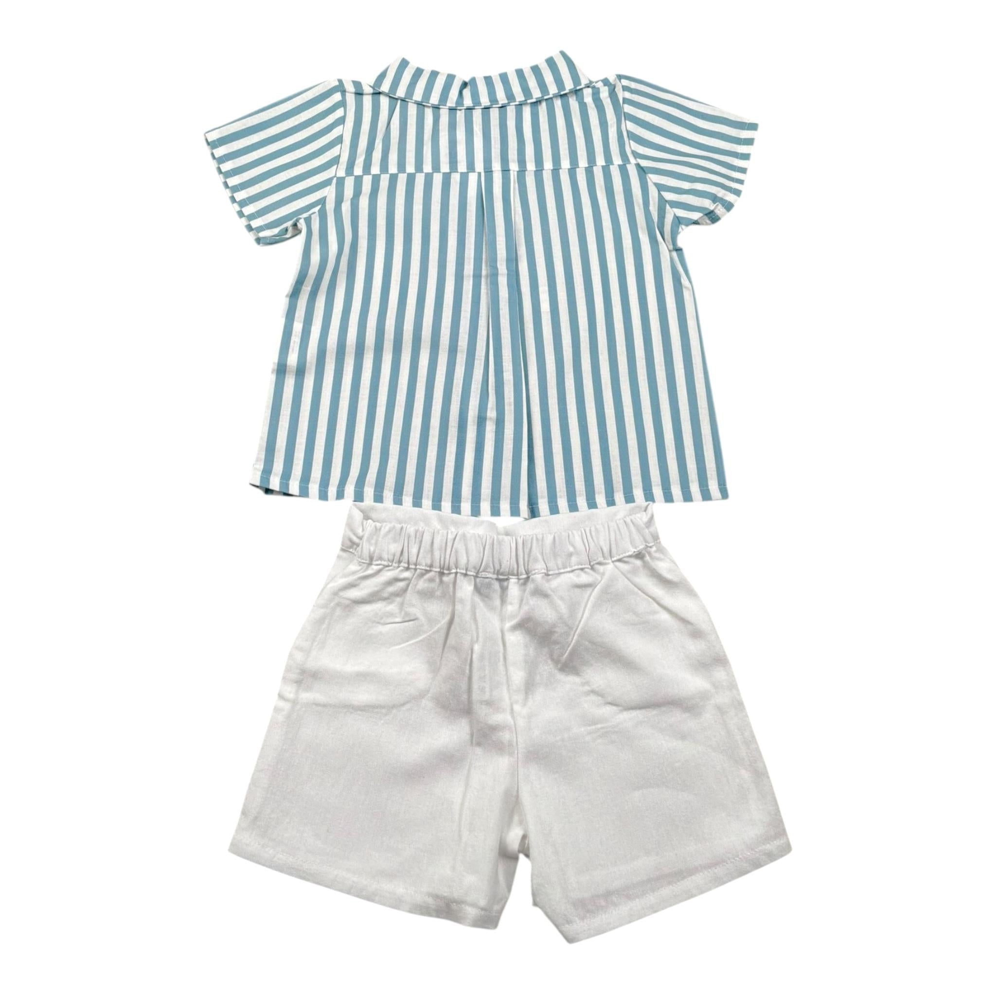 Babidu Completo 2 Pezzi Camicia-Bermuda per Neonato 42403N BAINCO/AZZURRO BABIDU 