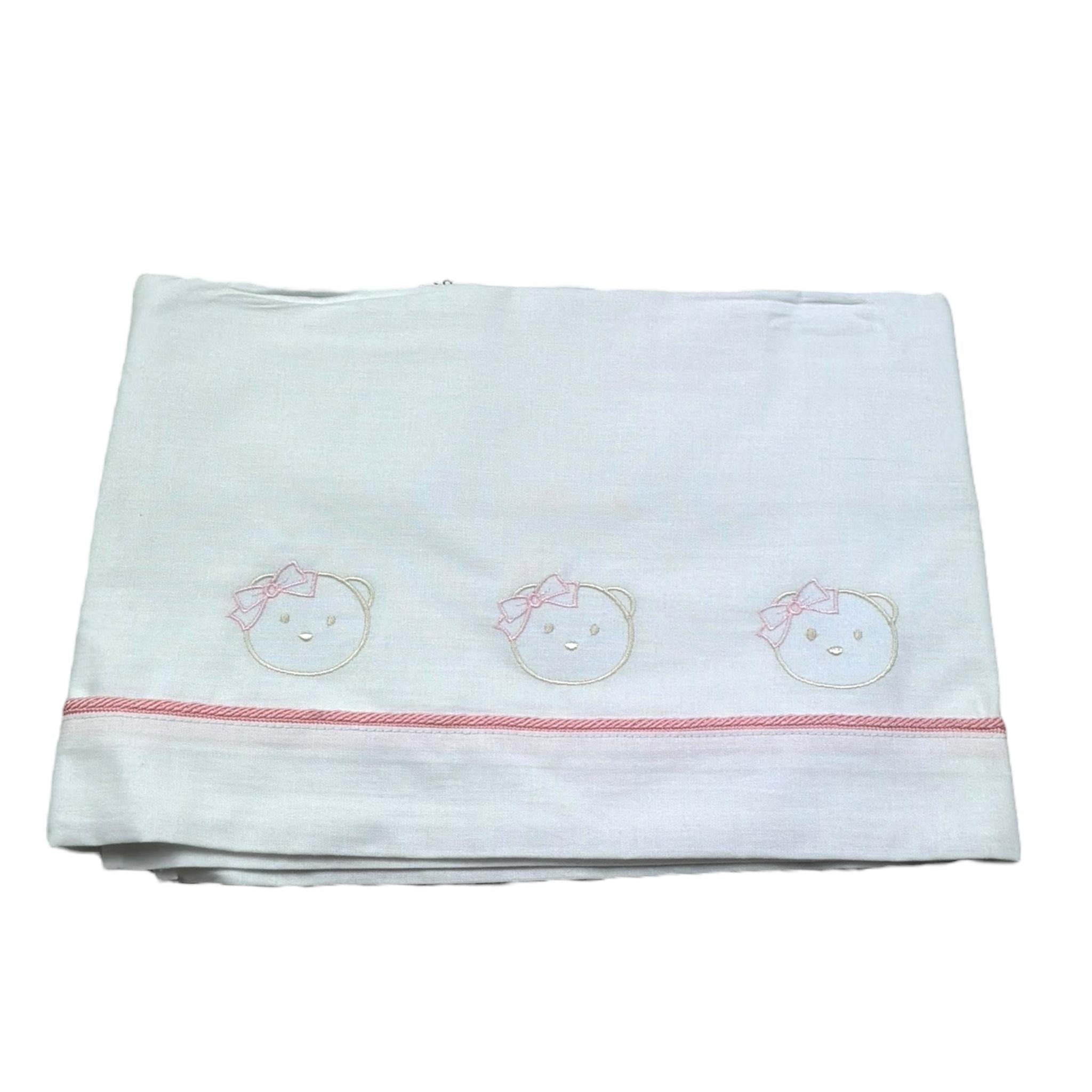 Isabel & Martinez Lenzuola Tinta Unita con Ricami per Neonata IM25N448 BIANCO ISABEL & MARTINEZ 