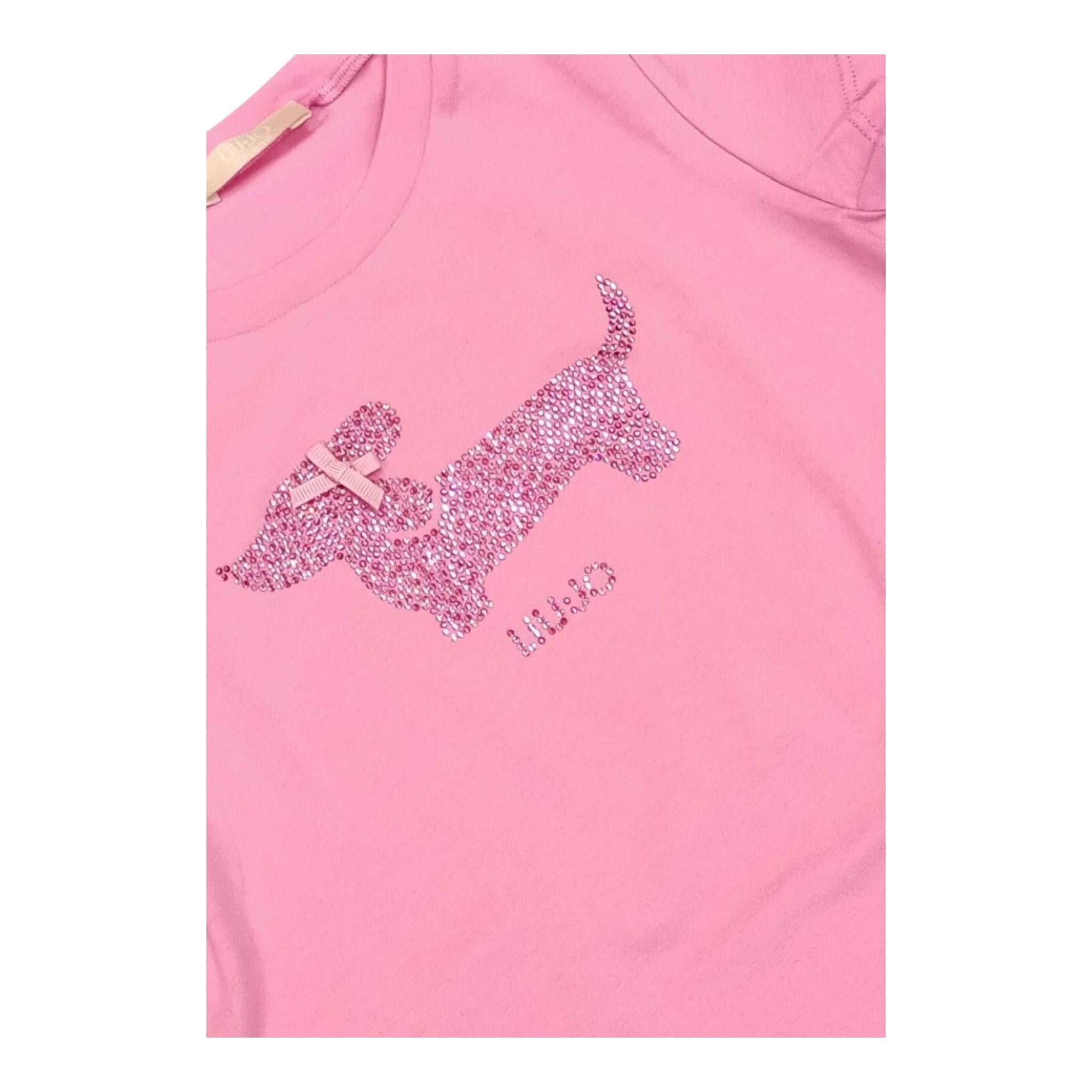 Liu Jo T-Shirt Girocollo Tinta Unita con Brillantini per Neonata KA5021N ROSA LIU JO 