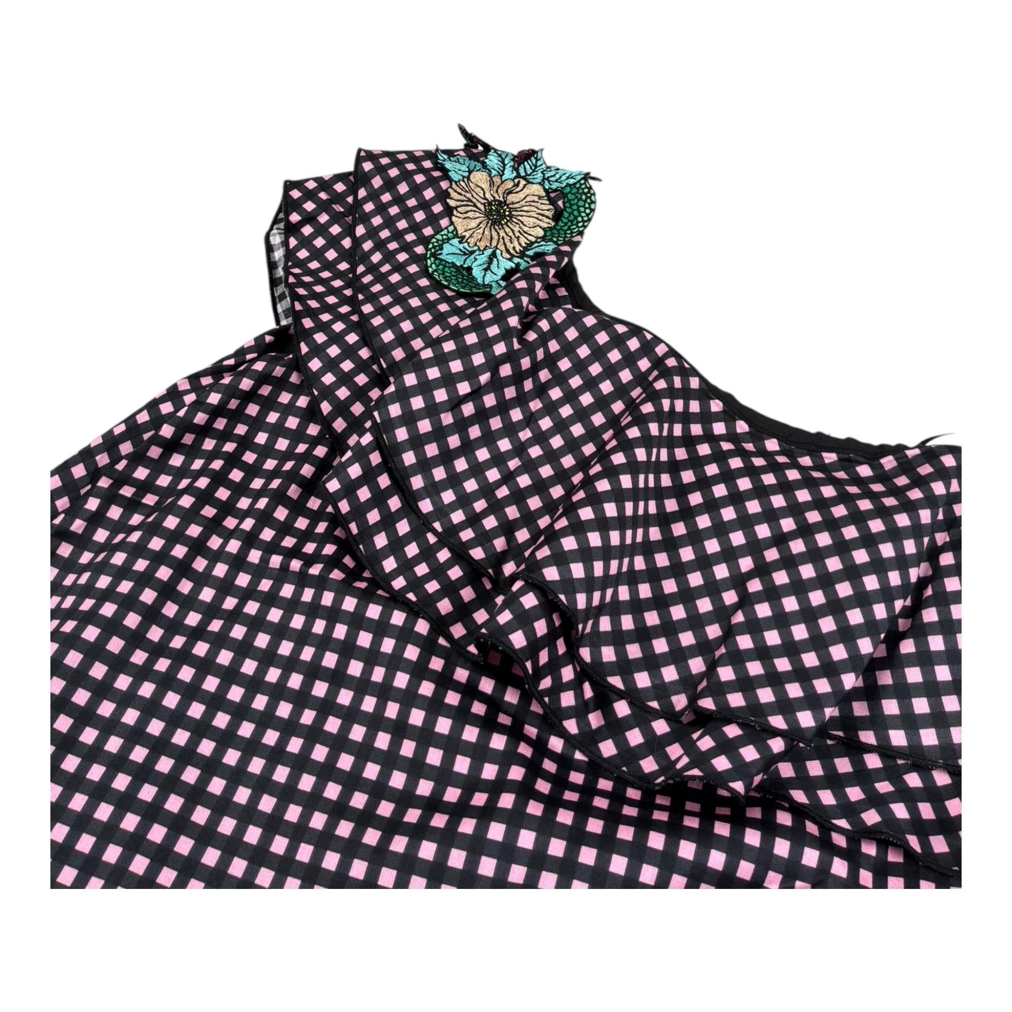 John Richmond Abito Biclore con Fantasia A Quadri per Bambina RGP26175VE NERO/ROSA JOHN RICHMOND 