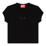 Diesel T-Shirt Girocollo Tinta Unita con Logo per Bambina J01830 NERO DIESEL 