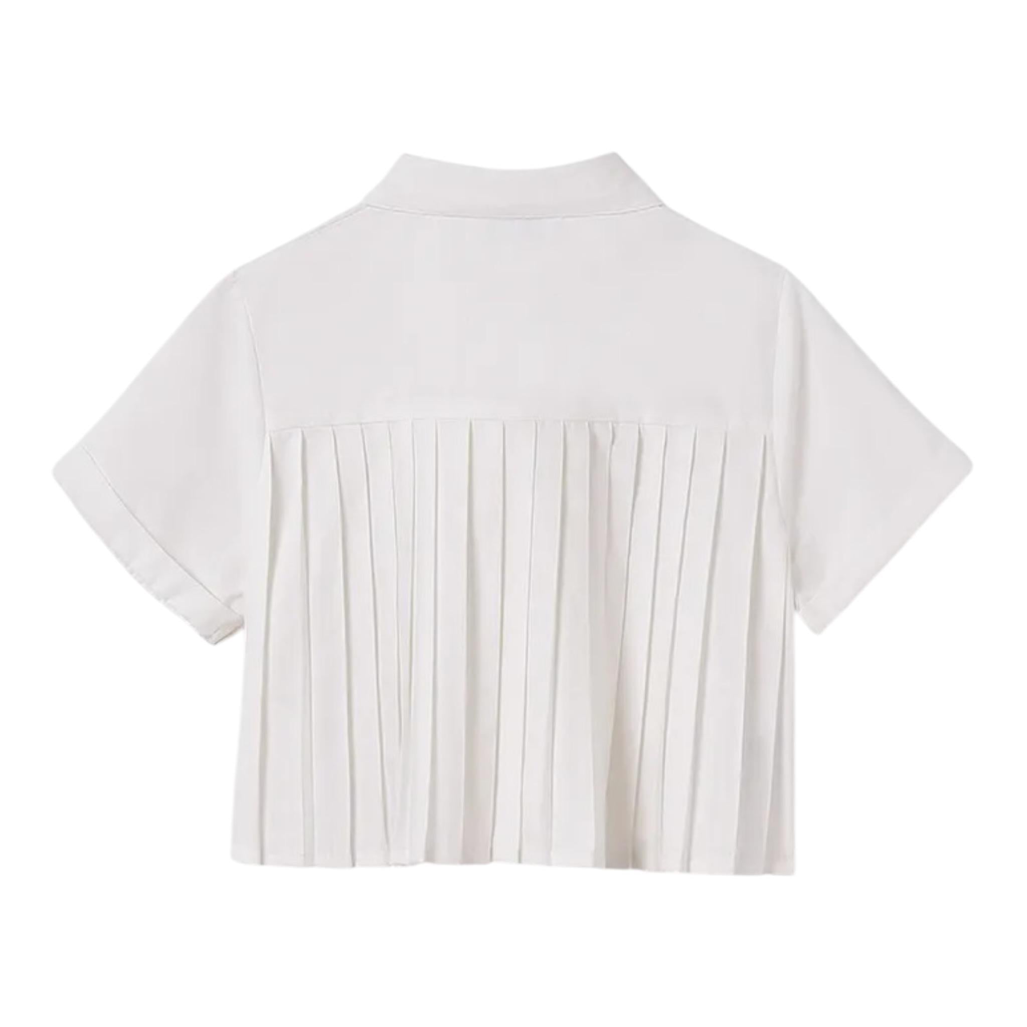 Mayoral Camicia Mezza Manica tinta unita Bianco per Bambina 6144 BIANCO MAYORAL 