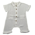 Teddy E Minou Pagliaccetto Mezza Manica Tinta Unita per Neonato E25TU008C0070 PANNA TEDDY E MINOU 