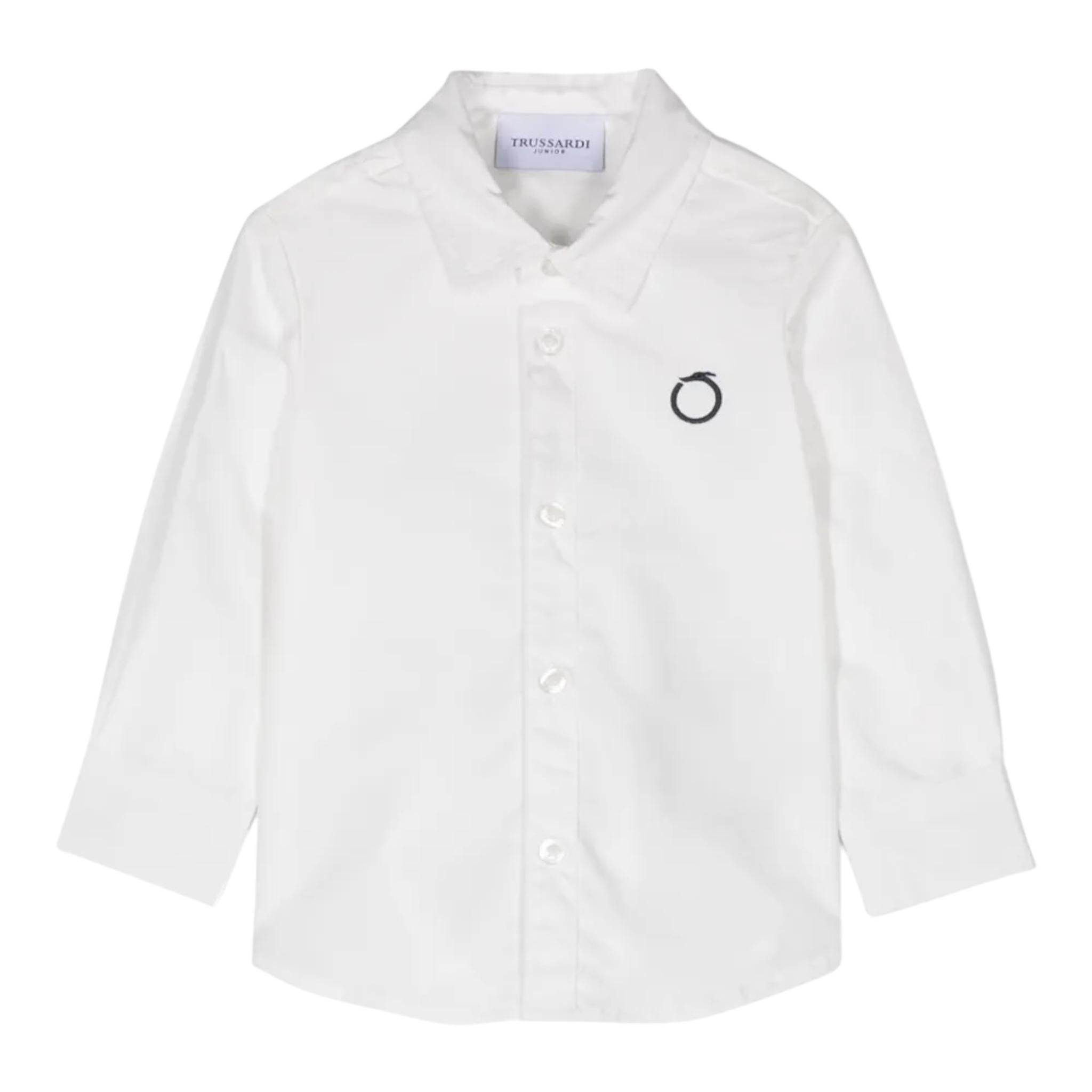 TRUSSARDI camicia tinta unita con logo Bianco per Neonato TIA24068CAN BIANCO TRUSSARDI 