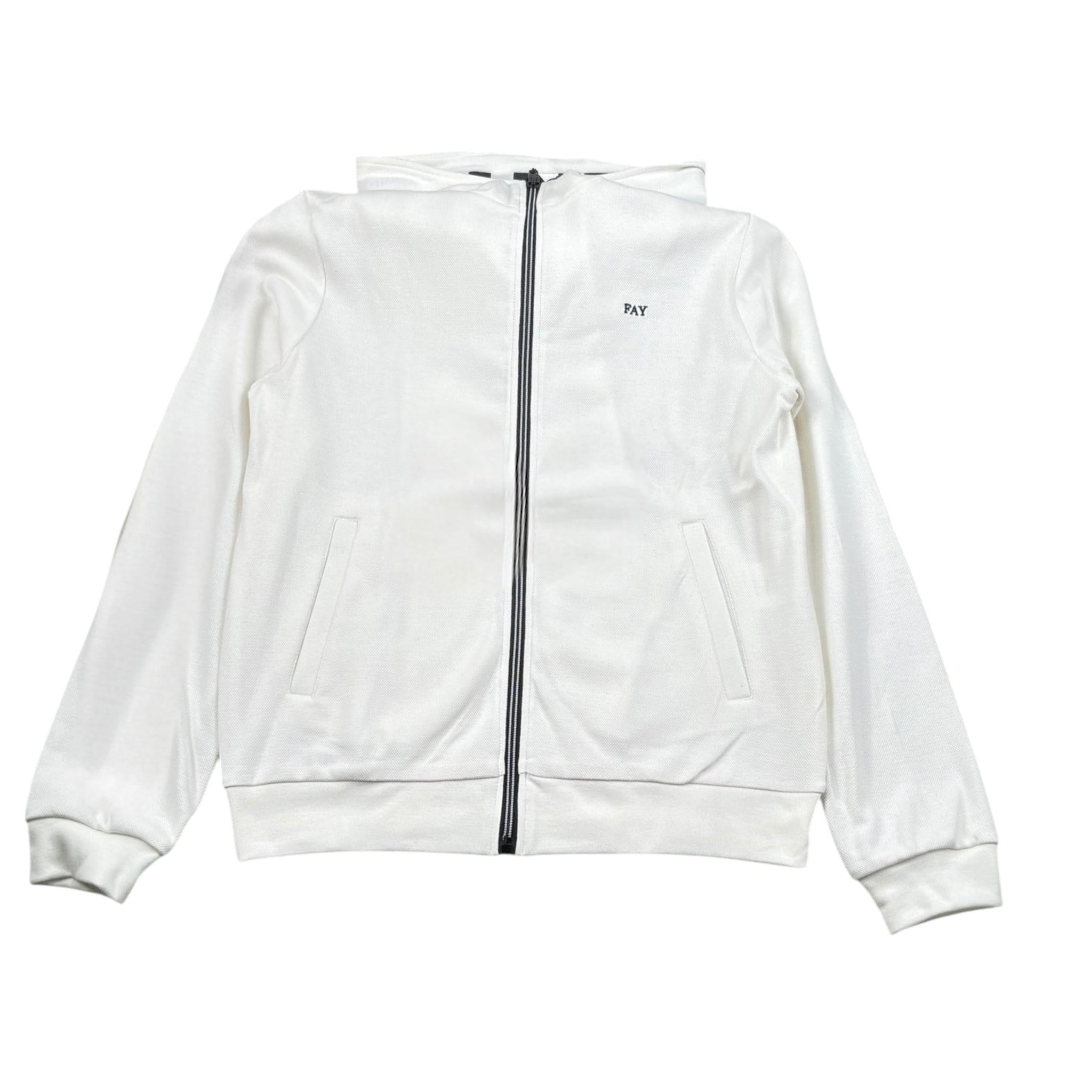 Fay Felpa Tinta Unita con Zip E Cappuccio per Bambino FW4P10XX BIANCO FAY 
