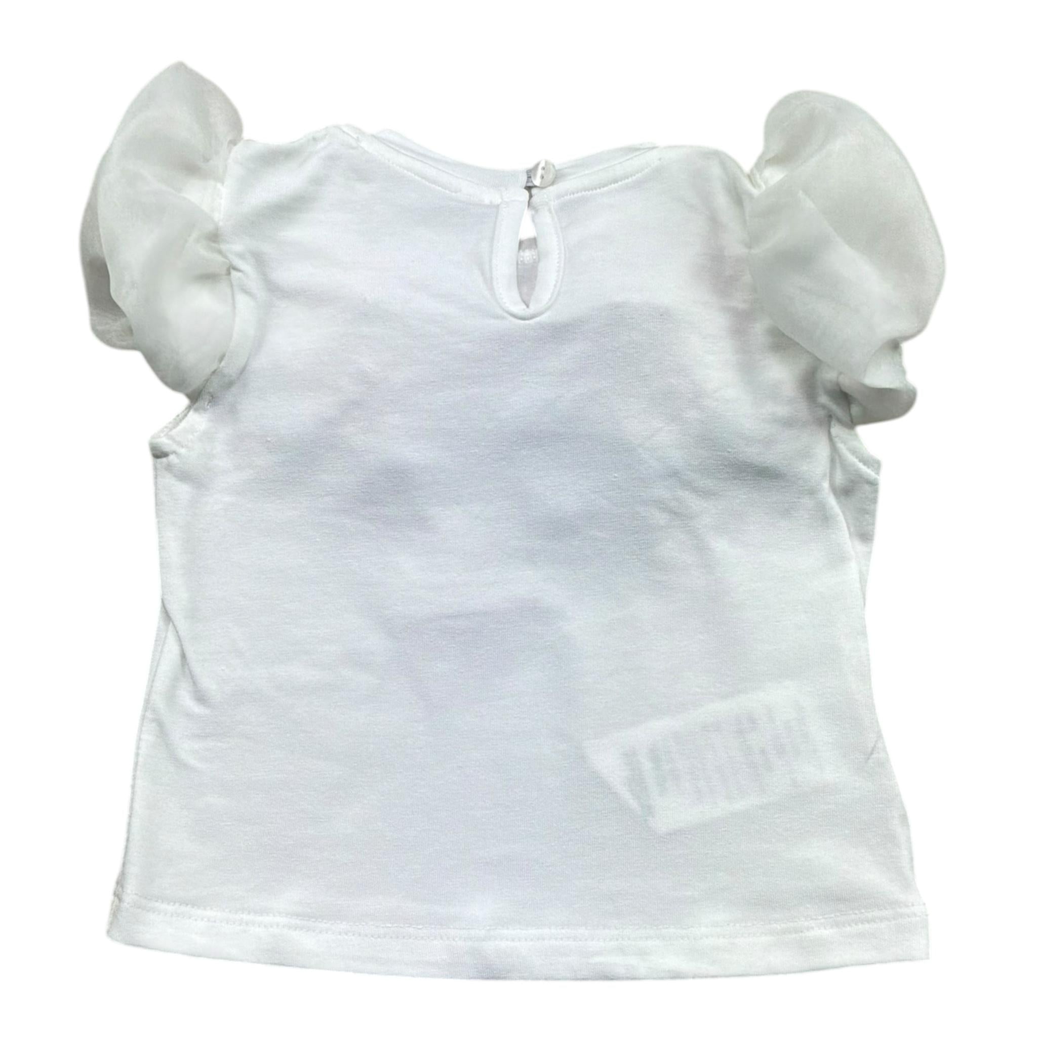 Miss Grant T-Shirt Girocollo Tinta Unita con Applicazioni per Neonata MG1332X BIANCO MISS GRANT 