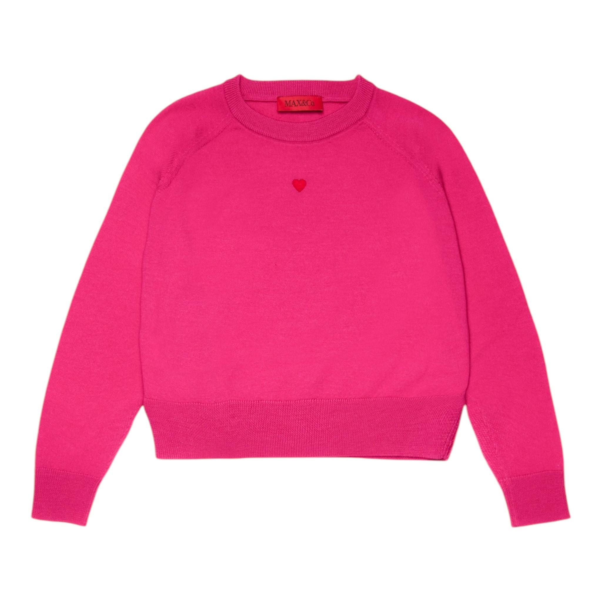 MAX&Co. maglia tinta unita girocollo con cuore Fuxia per Bambina MX00303 FUXIA MAX&Co. 