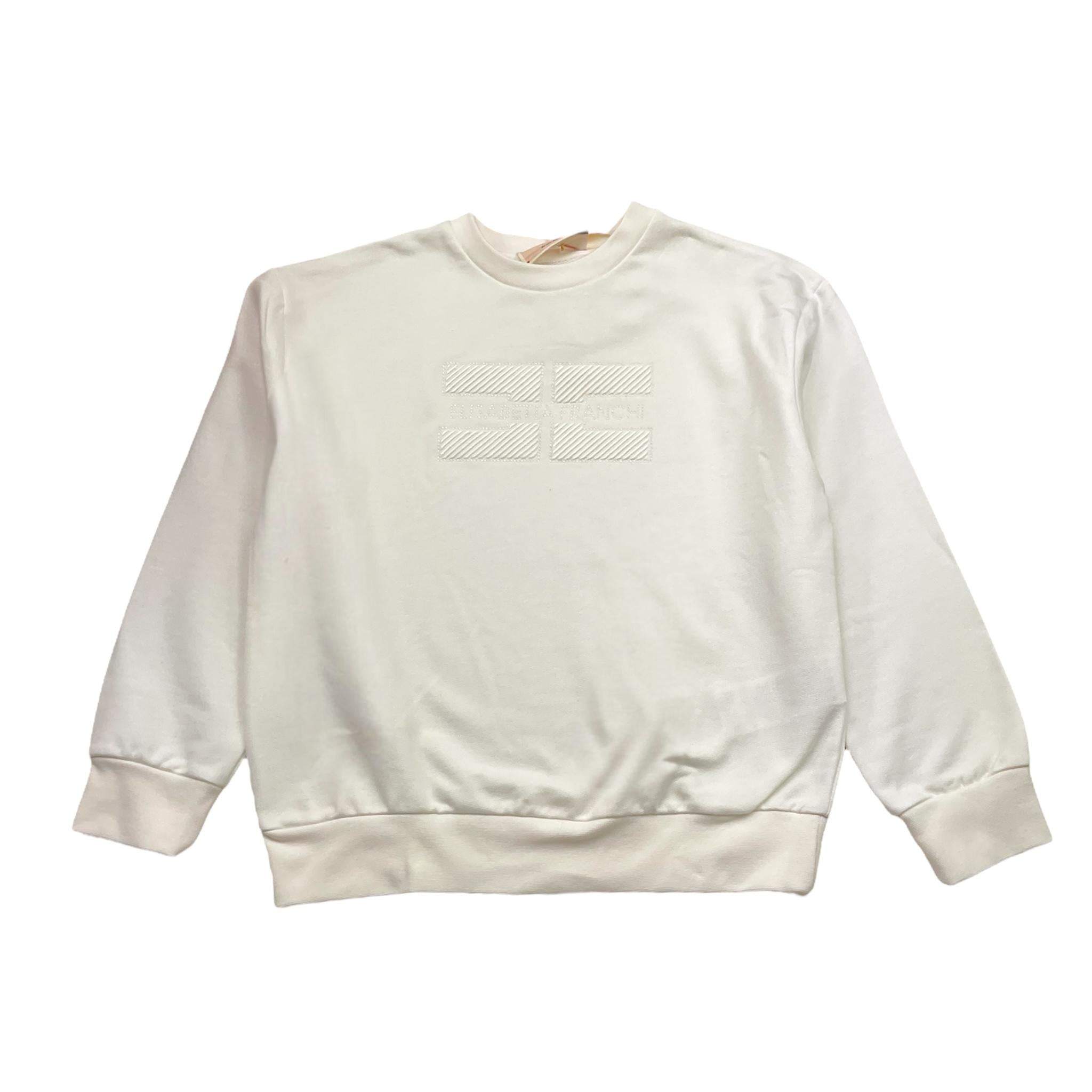 Elisabetta Franchi Felpa Girocoll Tinta Unita con Applicazioni Brillantini per Bambina EFFE148 BIANCO ELISABETTA FRANCHI 