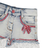 Monnalisa Short In Denim Tinta Unita con Girovita Regolabile per Bambina 39E403 AZZURRO MONNALISA 