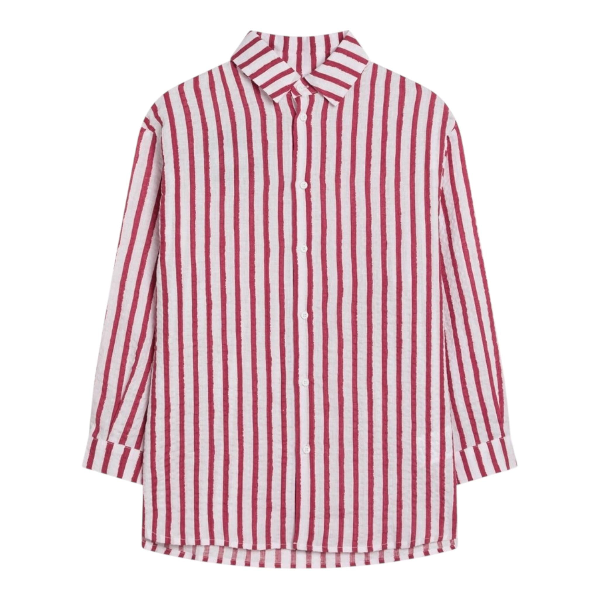 Dou Dou Camicia Tinta Unita con Fantasia A Righe per Bambina DW5P30X BIANCO DOU DOU 