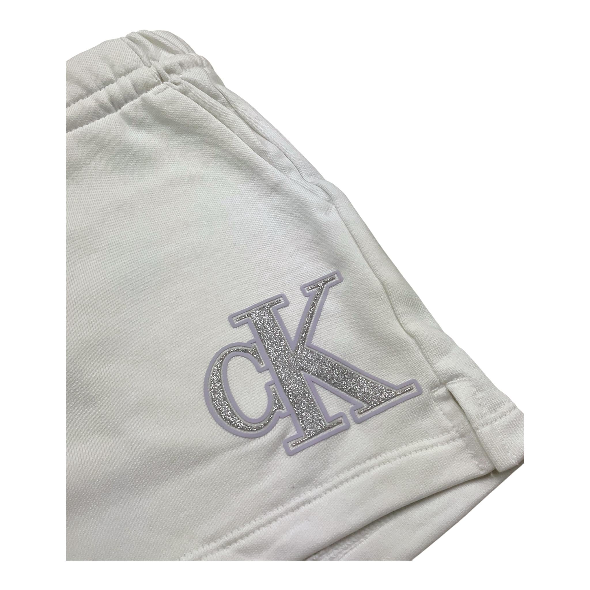 Calvin Klein Short Tinta Unita con Logo E Glitter per Bambina IG0IG02959 BIANCO CALVIN KLEIN 