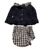 PETIT INDI completo 2 pezzi maglia-culotte Blu per Neonata AW24B0453 BLU PETIT INDI 