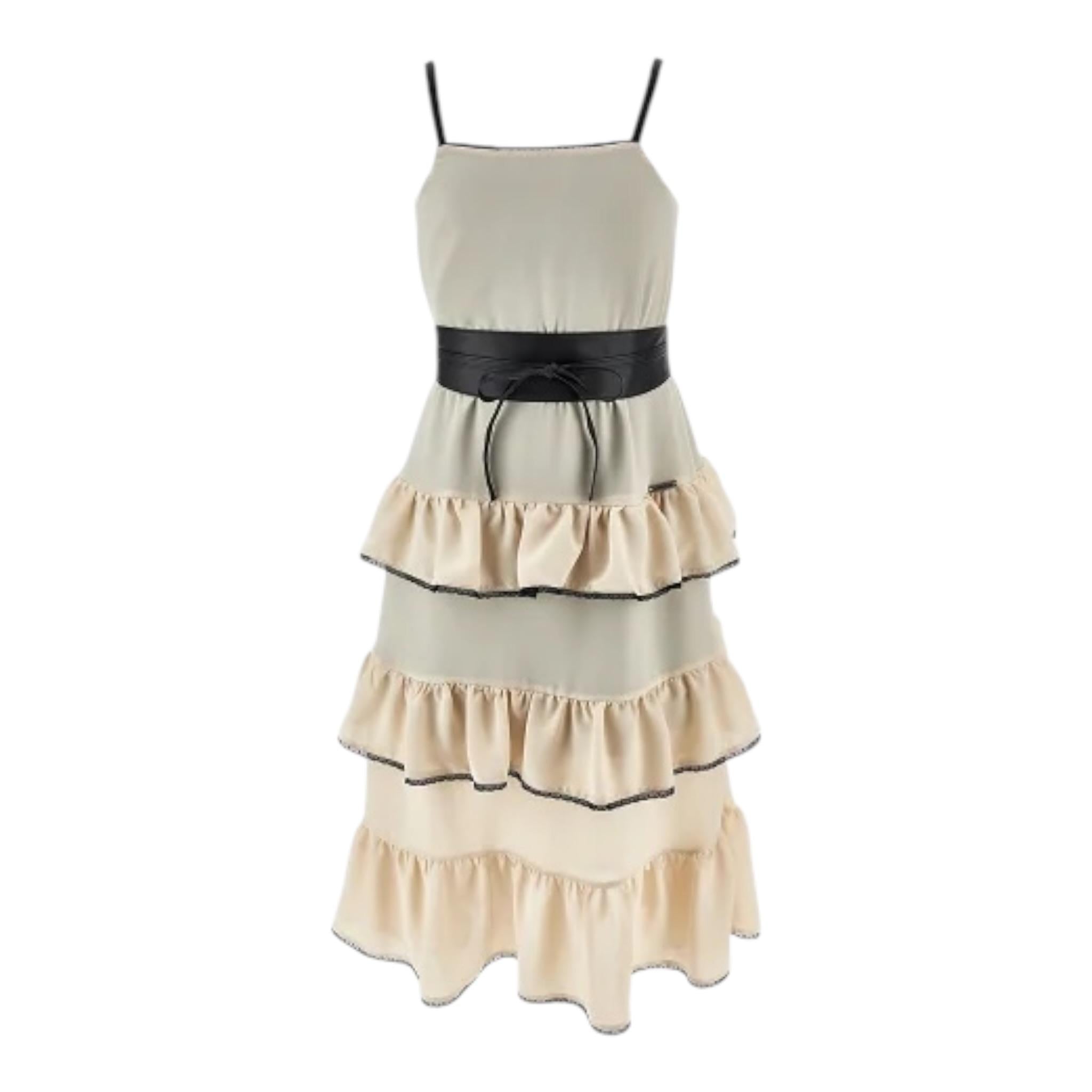 Monnalisa Abito Tinta Unita con Ruches per Bambina 41E905 BEIGE MONNALISA 