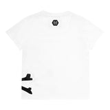 PHILIPPE PLEIN t-shirt girocollo tinta unita con stampa teschio Bianco per Bambino BTK1246 BIANCO PHILIPPE PLEIN 