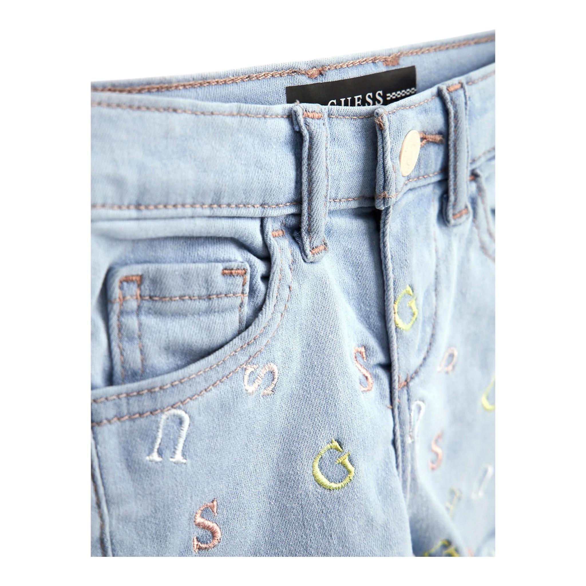 Guess Short In Denim Tinta Unita con Ricami Logo per Neonata K3GD16D4CA0 AZZURRO GUESS 
