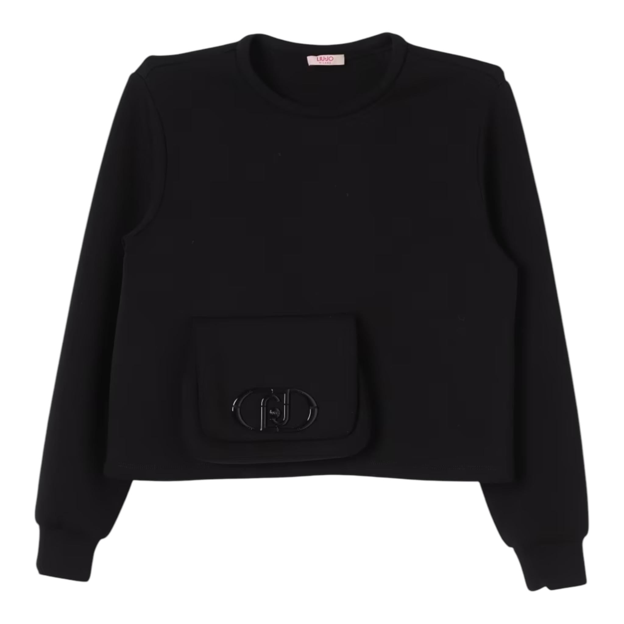 LIU JO felpa chiusa girocollo tinta unita con stampa  Nero per Bambina GF4161X NERO LIU JO 