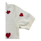 Saint Barth Polo Mezza Manica Tinta Unita con Ricami Cuori per Bambina EVONNE PANNA SAINT BARTH 