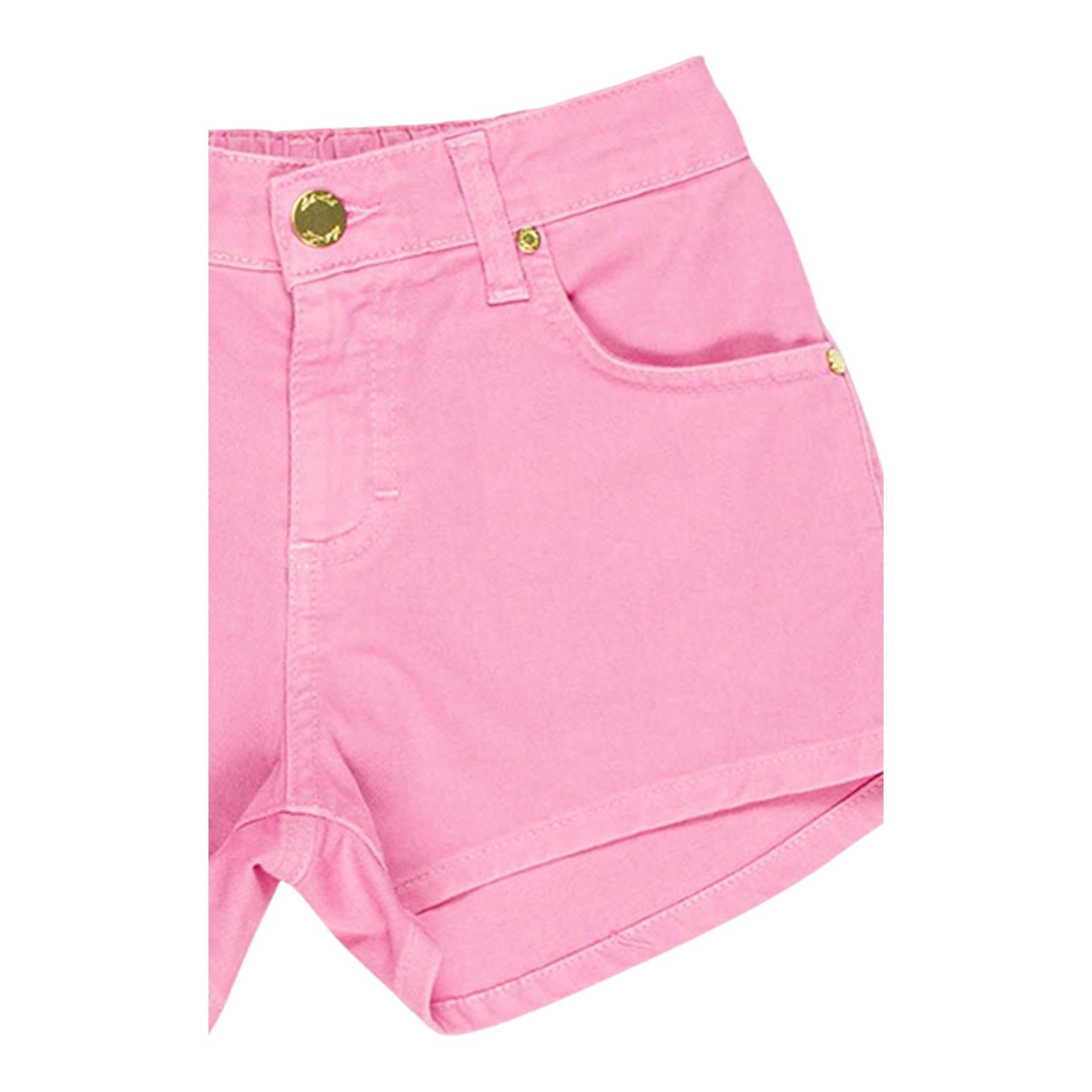 M+E' Short In Denim Tinta Unita con Girovita Regolabile per Bambina UE1704J ROSA M+E' 