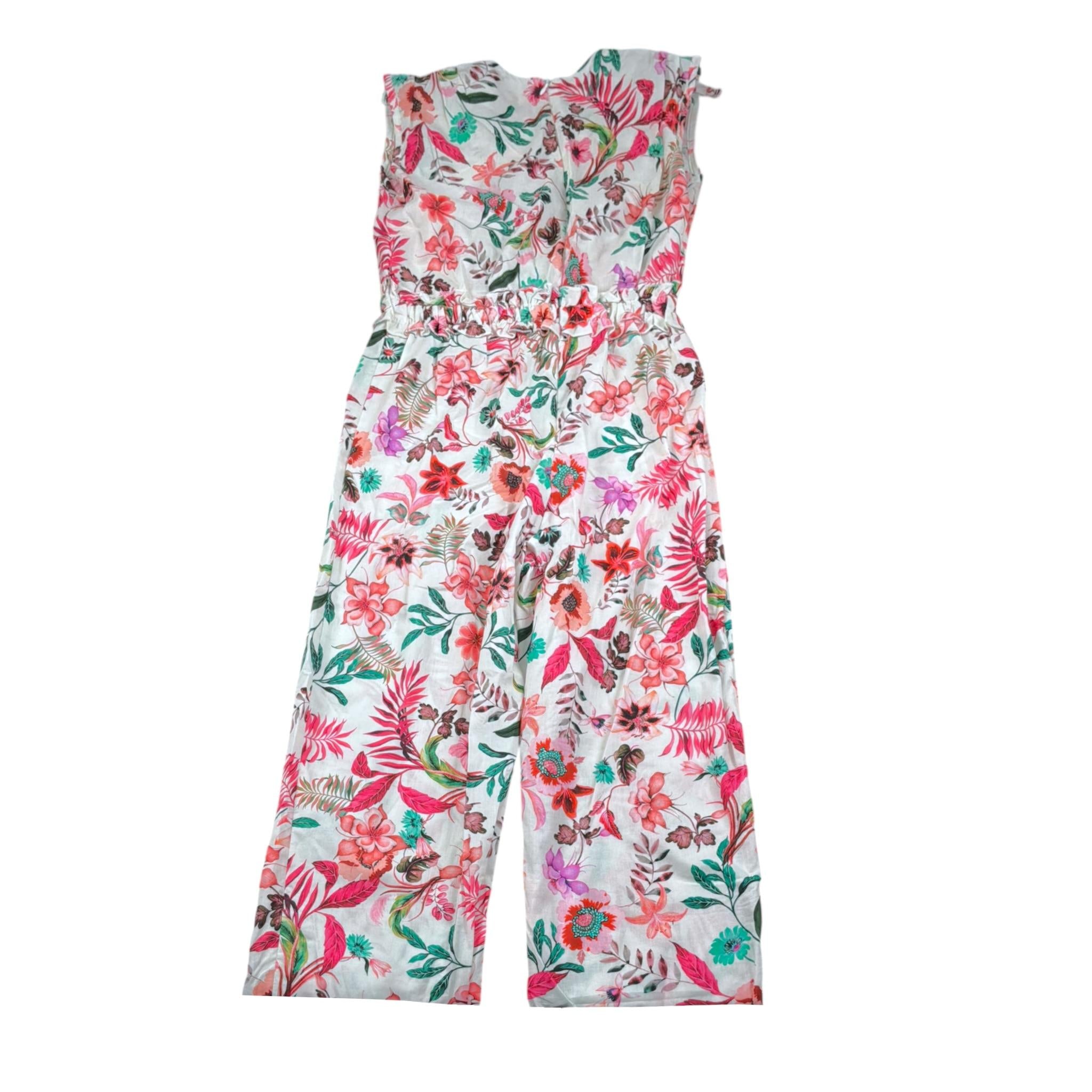 Kaos Tuta Intera Tinta Unita con Fantasia Fiori per Bambina DJJR BIANCO KAOS 