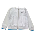 Suns68 Felpa Tinta Unita con Zip Cappuccio E Logo per Bambino CPF35310 BIANCO SUNS68 