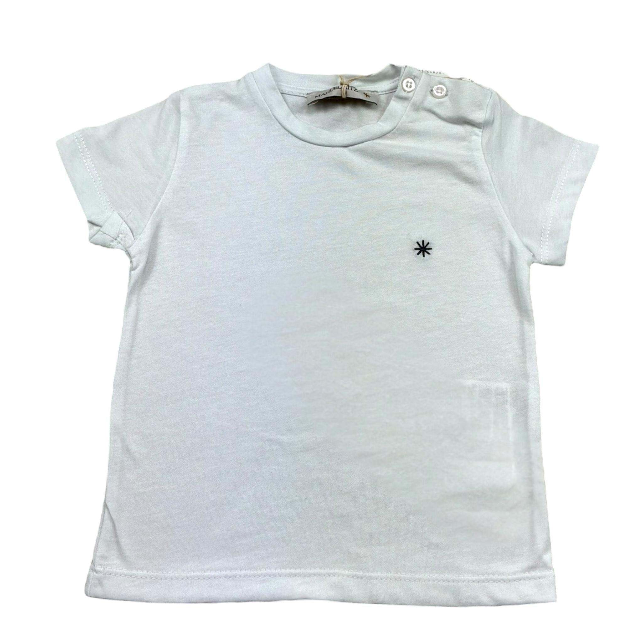 Manuel Ritz T-Shirt Girocollo Tinta Unita con Logo per Neonato MR3120N BIANCO MANUEL RITZ 
