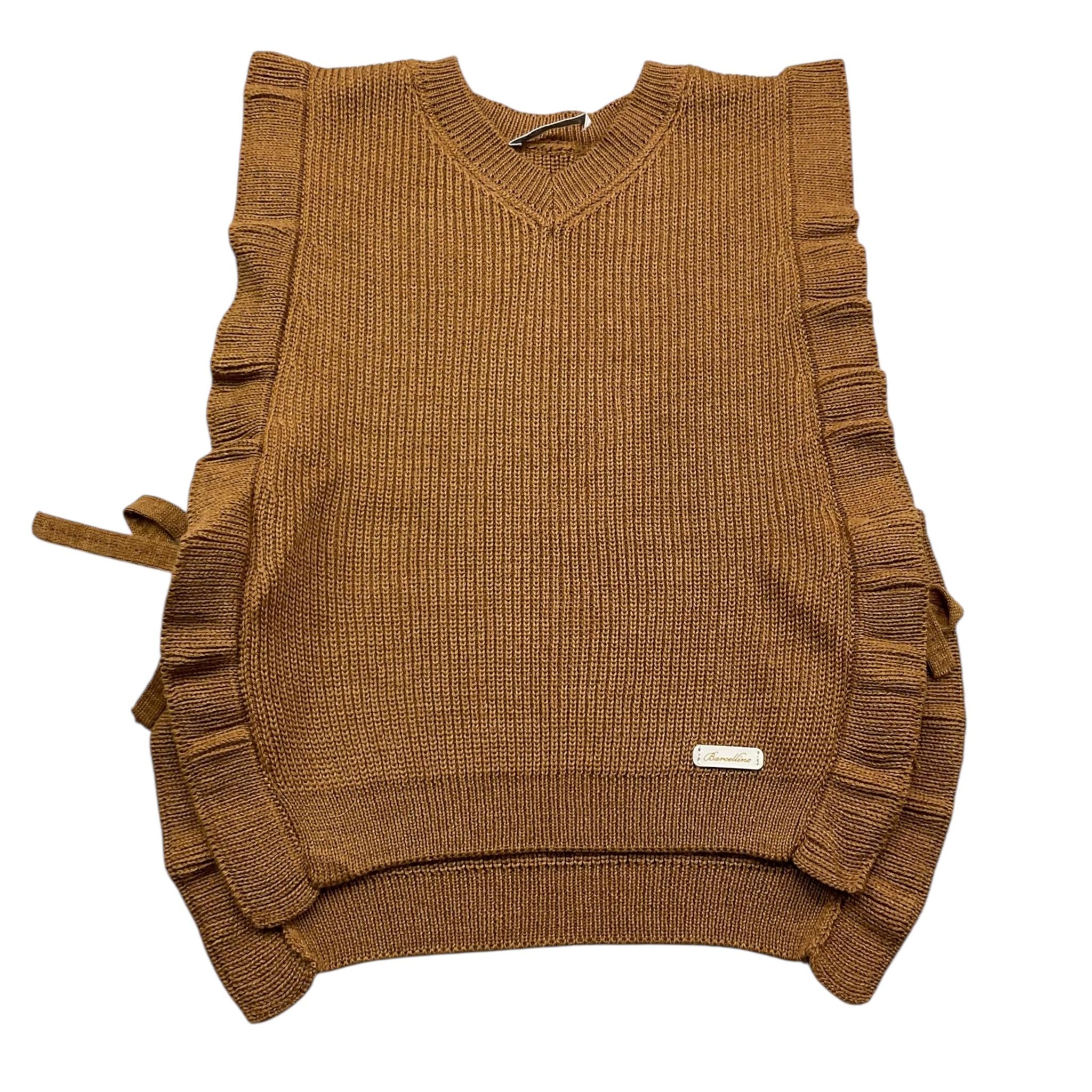 BARCELLINO gilet in filo tinta unita scollo a v  Cammello per Neonata 115425 CAMMELLO BARCELLINO 