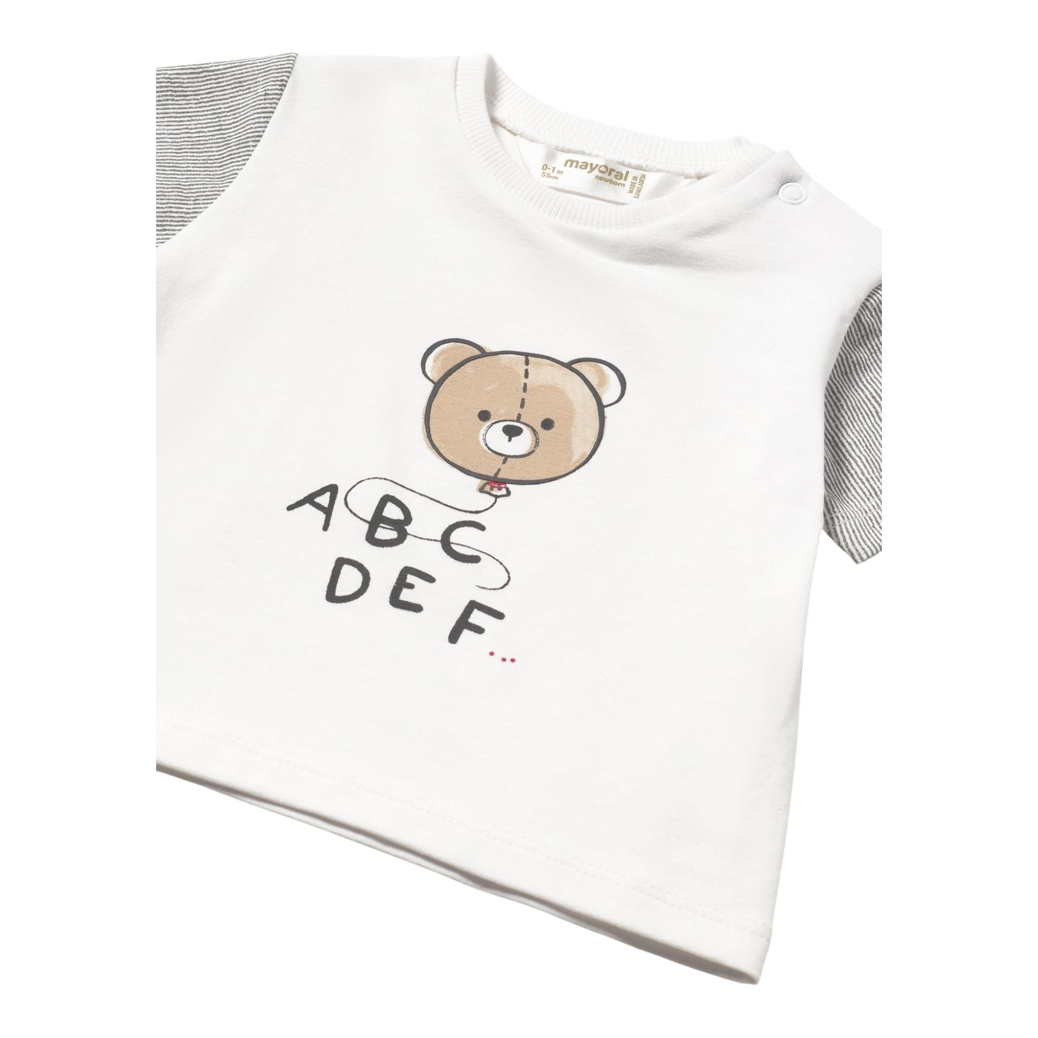 Mayoral T-Shirt Girocollo Tinta Unita con Stampa In Contrasto per Neonato 1037 BIANCO MAYORAL 