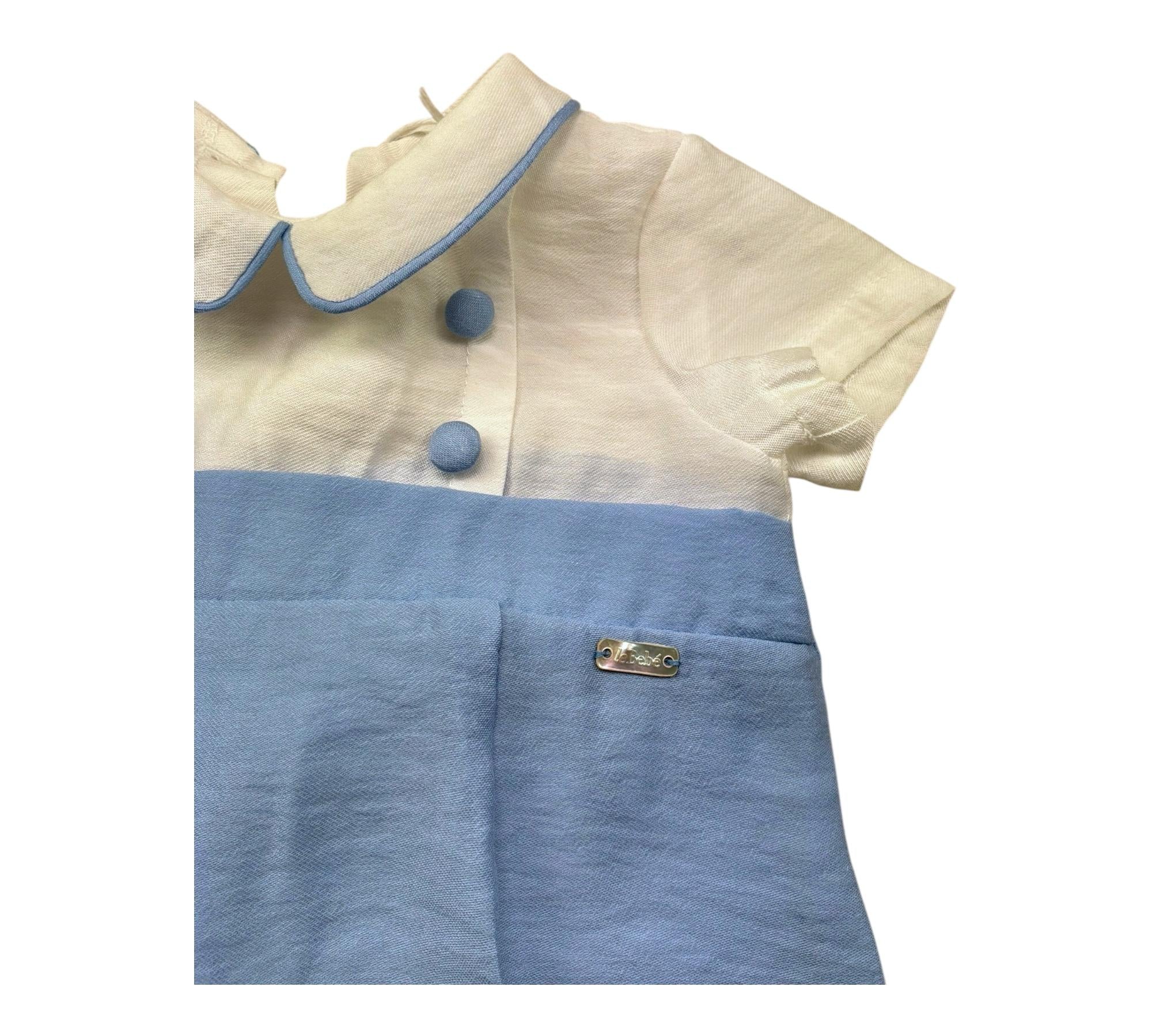 Le Bebe Pagliaccetto Mezza Manica Bicolore per Neonato LBB5380 BIANCO/AZZURRO LE BEBE 