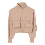 MSGM felpa tinta unita con zip Beige per Bambina F4MSJGBO191 BEIGE MSGM 