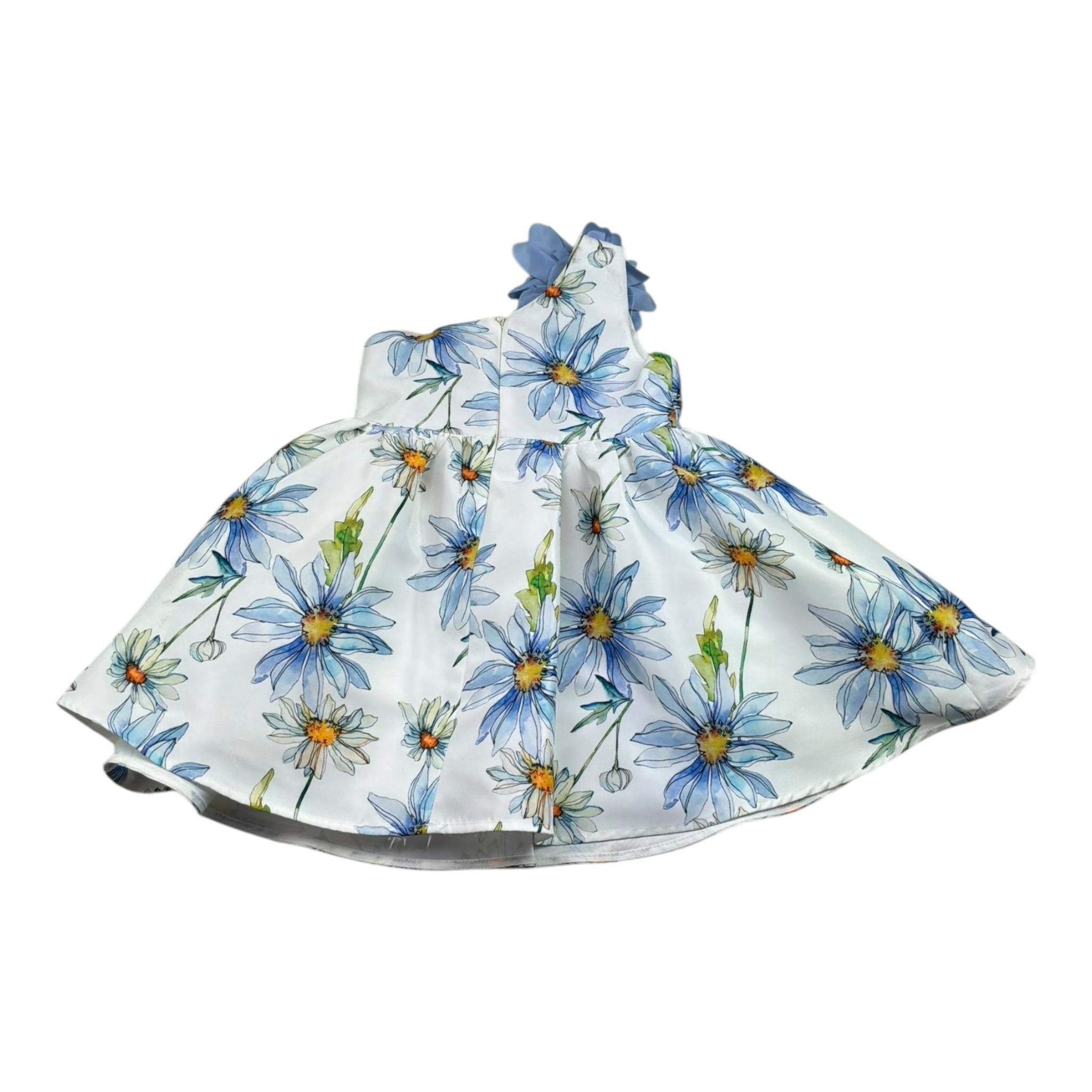 Meilisa Bai Abito Monospalla Tinta Unita con Stampe Floreale per Neonata FL6270N BIANCO MEILISA BAI 