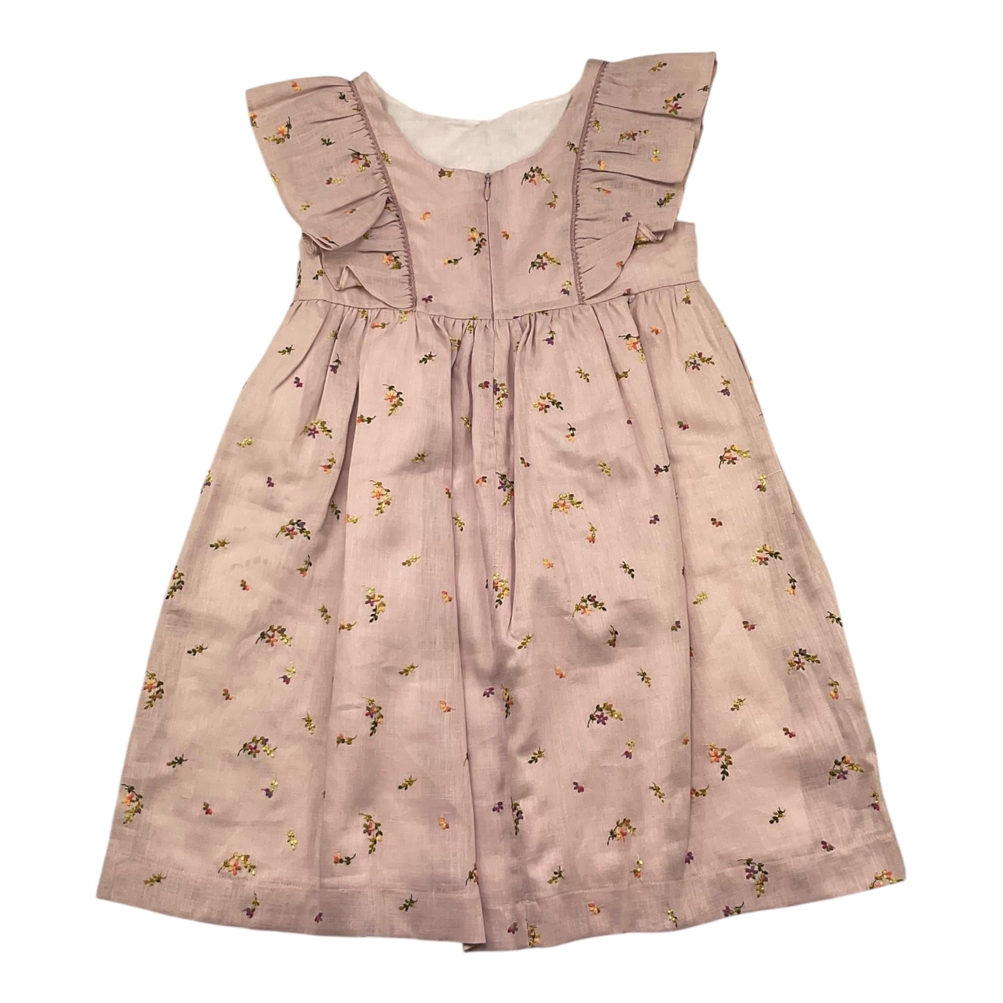 La Stupenderia Abito Mezza Manica Tinta Unita con Ricami Fiori per Bambina TJAB72 ROSA LA STUPENDERIA 