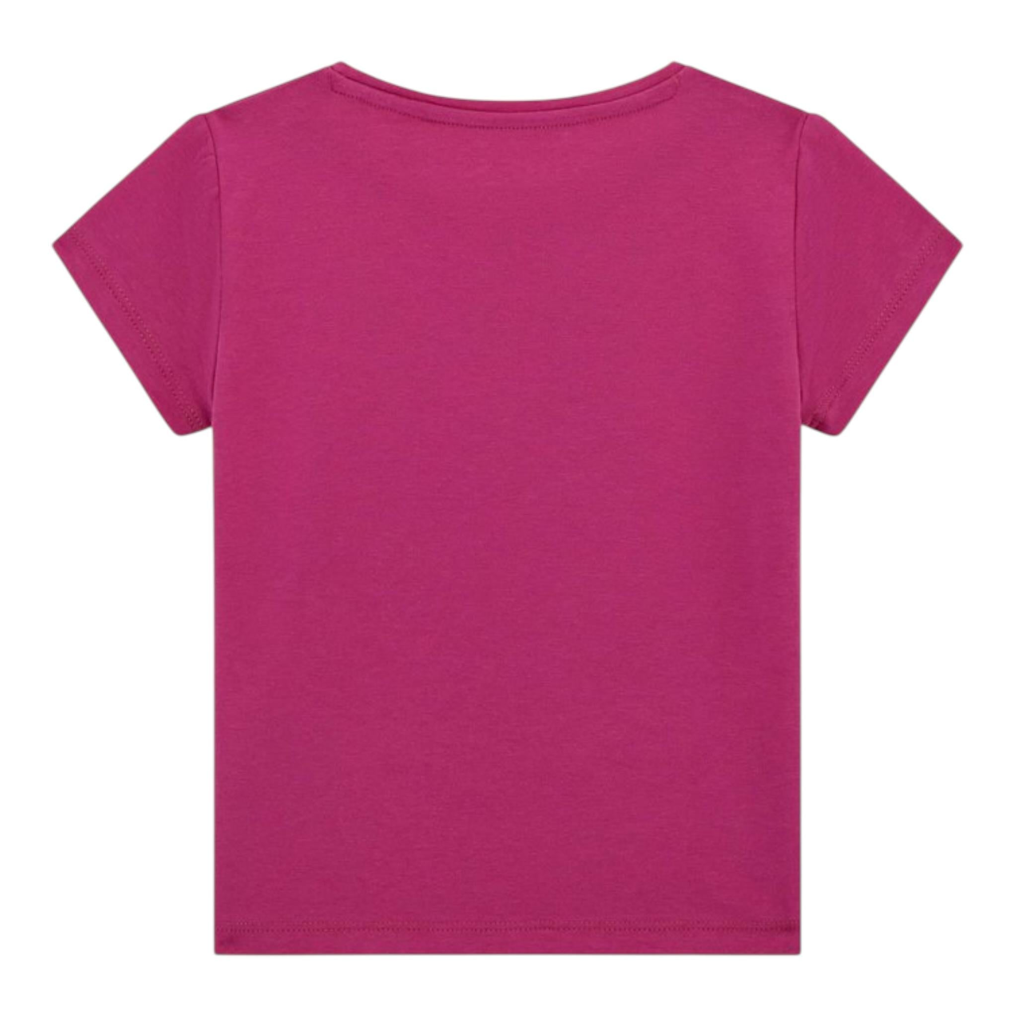 Guess T-Shirt Girocollo Tinta Unita con Stampa per Neonata A5GI02K6YW4XX MAGENTA GUESS 