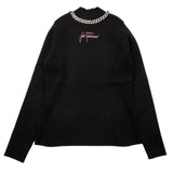 JOHN RICHMOND maglia mezza collo tinta unita con applicazioni Nero per Bambina RGA24080MA NERO JOHN RICHMOND 