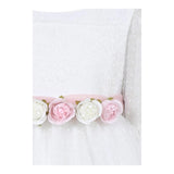 Monnalisa Abito Manica Lunga Velata Tinta Unita con Cinturino per Bambina 71E906 BIANCO MONNALISA 